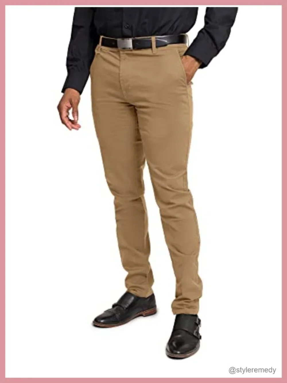Men's Slim Fit Stretch Chino Pants Casual Tapered Leg Four Pocket